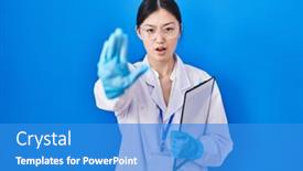  Presentation with chinese - Slide set enhanced with chinese-young-woman-working background and a teal colored foreground