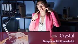  Presentation with dental office - Presentation theme enhanced with chinese-young-woman-working background and a violet colored foreground