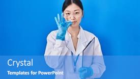  Presentation with lips mouth - Theme featuring chinese-young-woman-working background and a teal colored foreground