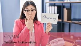  Presentation with pregnancy - PPT theme enhanced with chinese-young-woman-working background and a coral colored foreground