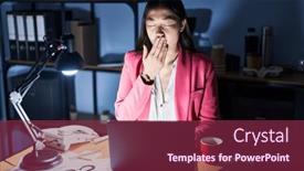  Presentation with sleepiness - Presentation having chinese-young-woman-working background and a violet colored foreground