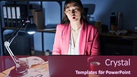  Presentation with lips - PPT theme having chinese-young-woman-working background and a violet colored foreground