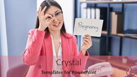  Presentation with pregnancy - PPT layouts featuring chinese-young-woman-working background and a coral colored foreground