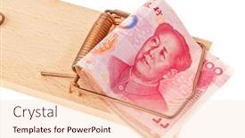  Presentation with budget - Slides having chinese yuan banknotes in a mousetrap debt and budget background and a lemonade colored foreground