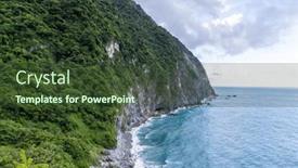  Presentation with cliff - PPT theme with ching-shui-cliff-in-hualien background and a tawny brown colored foreground