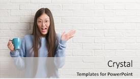  Presentation with winner cup - Slide deck enhanced with chinise woman drinking a cup background and a white colored foreground