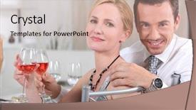  Presentation with dinner party - Slides having chinken - couple with rose wine background and a  colored foreground