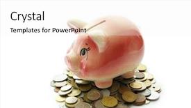  Presentation with piggy bank broken piggybank - Colorful presentation theme enhanced with chinken - piggy bank with coins backdrop and a white colored foreground