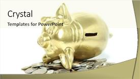  Presentation with piggy bank - Amazing slides having chinken - piggy bank with coins backdrop and a  colored foreground