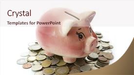  Presentation with pink and white - Colorful presentation enhanced with chinken - pink piggy bank isolated backdrop and a sky blue colored foreground