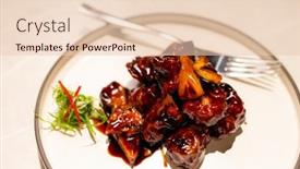  Presentation with provencal cuisine - Presentation with chinse-cuisine-peking-pork-dish background and a lemonade colored foreground