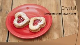  Presentation with chip - Amazing PPT layouts having chip-cookies-in-the-form backdrop and a coral colored foreground