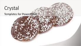  Presentation with chocolate chip cookies - Colorful presentation theme enhanced with chip cookies with coconut flakes backdrop and a white colored foreground