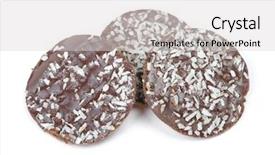  Presentation with chocolate chip cookies - Audience pleasing presentation consisting of chip cookies with coconut flakes backdrop and a light gray colored foreground