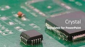  Presentation with electronics printed circuit board blue - Slide set enhanced with brazing - chip on a printed-wiring board background and a seafoam green colored foreground