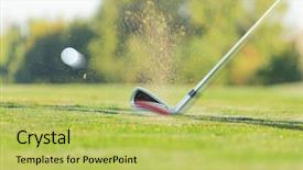  Presentation with golf - Slide set consisting of chipping a golf ball onto background and a yellow colored foreground