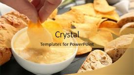  Presentation with chip - Colorful PPT theme enhanced with chips - female hand dipping chip backdrop and a yellow colored foreground