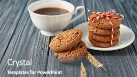  Presentation with of chocolate chips cookies - Slides with chips and cup of coffee background and a  colored foreground