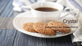  Presentation with of chocolate chips cookies - Theme with chips and cup of coffee background and a  colored foreground