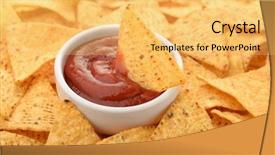  Presentation with dip - Beautiful PPT layouts featuring chips and tomato dip sauce backdrop and a yellow colored foreground