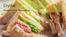  Presentation with bacon - Presentation theme featuring chips food - sandwich with bacon - chicken background and a yellow colored foreground