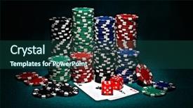  Presentation with set of poker chip - PPT theme with bet sport - chips for poker with pair background and a ocean colored foreground