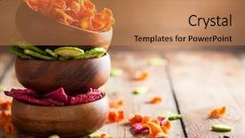  Presentation with food chips - Amazing PPT theme having chips from carrot beet parsnip backdrop and a coral colored foreground