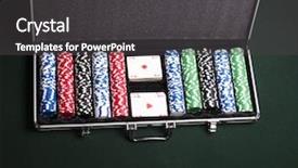  Presentation with gambling - Cool new slides with chips in different color for gambling in case on casino table backdrop and a dark gray colored foreground