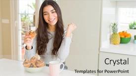  Presentation with of chocolate chips cookies - Cool new PPT theme with chips muffins and drinking coffee backdrop and a light gray colored foreground