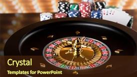  Presentation with poker chips - Audience pleasing PPT theme consisting of chips on gaming table roulette backdrop and a tawny brown colored foreground