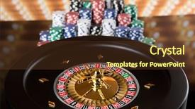  Presentation with roulette wheel - Beautiful PPT theme featuring chips on gaming table roulette backdrop and a tawny brown colored foreground