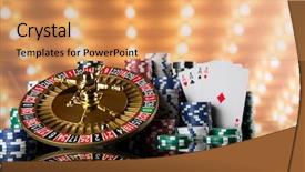  Presentation with roulette wheel - Slides having chips on gaming table roulette background and a coral colored foreground