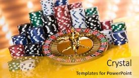  Presentation with poker chips - Cool new theme with chips on gaming table roulette backdrop and a gold colored foreground