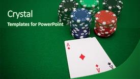  Presentation with poker chips - Colorful theme enhanced with chips on green casino felt backdrop and a forest green colored foreground