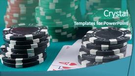  Presentation with round table - Beautiful PPT theme featuring chips on the poker table backdrop and a ocean colored foreground