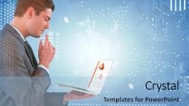  Presentation with mother board - Beautiful slides featuring chipset - businessman using laptop against micro backdrop and a light blue colored foreground