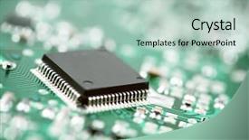  Presentation with circuit - Presentation consisting of chipset - chip close up background and a mint green colored foreground