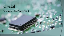  Presentation with chip - Cool new slide deck with chipset - closeup of a chip backdrop and a  colored foreground