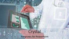  Presentation with blue circuit board solderings - Presentation theme consisting of chipset - doctor using digital tablet background and a light blue colored foreground