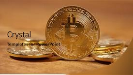  Presentation with bitcoin - Presentation theme having chipset - golden bitcoin with dollar background background and a  colored foreground