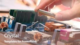  Presentation with microprocessor - Beautiful presentation featuring chipset - plug in cpu microprocessor backdrop and a coral colored foreground