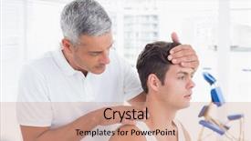  Presentation with medical therapy - Slide deck featuring alternative therapy - doctor doing neck adjustment background and a coral colored foreground