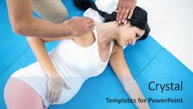  Presentation with metabolic syndrome doctor examining - Beautiful slide deck featuring chiropratic - doctor examining and giving physiotherapy backdrop and a light blue colored foreground