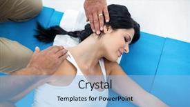  Presentation with doctor examining a newborn baby - Slide deck having chiropratic - doctor examining and giving physiotherapy background and a light blue colored foreground