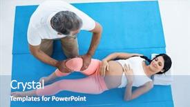  Presentation with doctor examining a newborn baby - Presentation theme consisting of chiropratic - doctor examining and giving physiotherapy background and a teal colored foreground