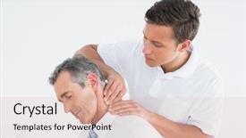  Presentation with chiropractor - Amazing slide deck having men shaking hands top view backdrop and a light gray colored foreground.