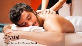  Presentation with massage therapy - Audience pleasing slide set consisting of manual therapy - man having a massage backdrop and a coral colored foreground