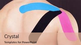  Presentation with shoulder - Beautiful slide deck featuring tape disk - muscular man with kinesiotaping backdrop and a coral colored foreground