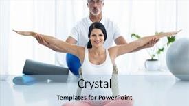  Presentation with metabolic doctor examining - Colorful PPT theme enhanced with chiropratic - portrait of doctor examining backdrop and a sky blue colored foreground