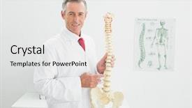  Presentation with chiropractor - PPT layouts enhanced with chiropractor - portrait of a smiling male background and a white colored foreground